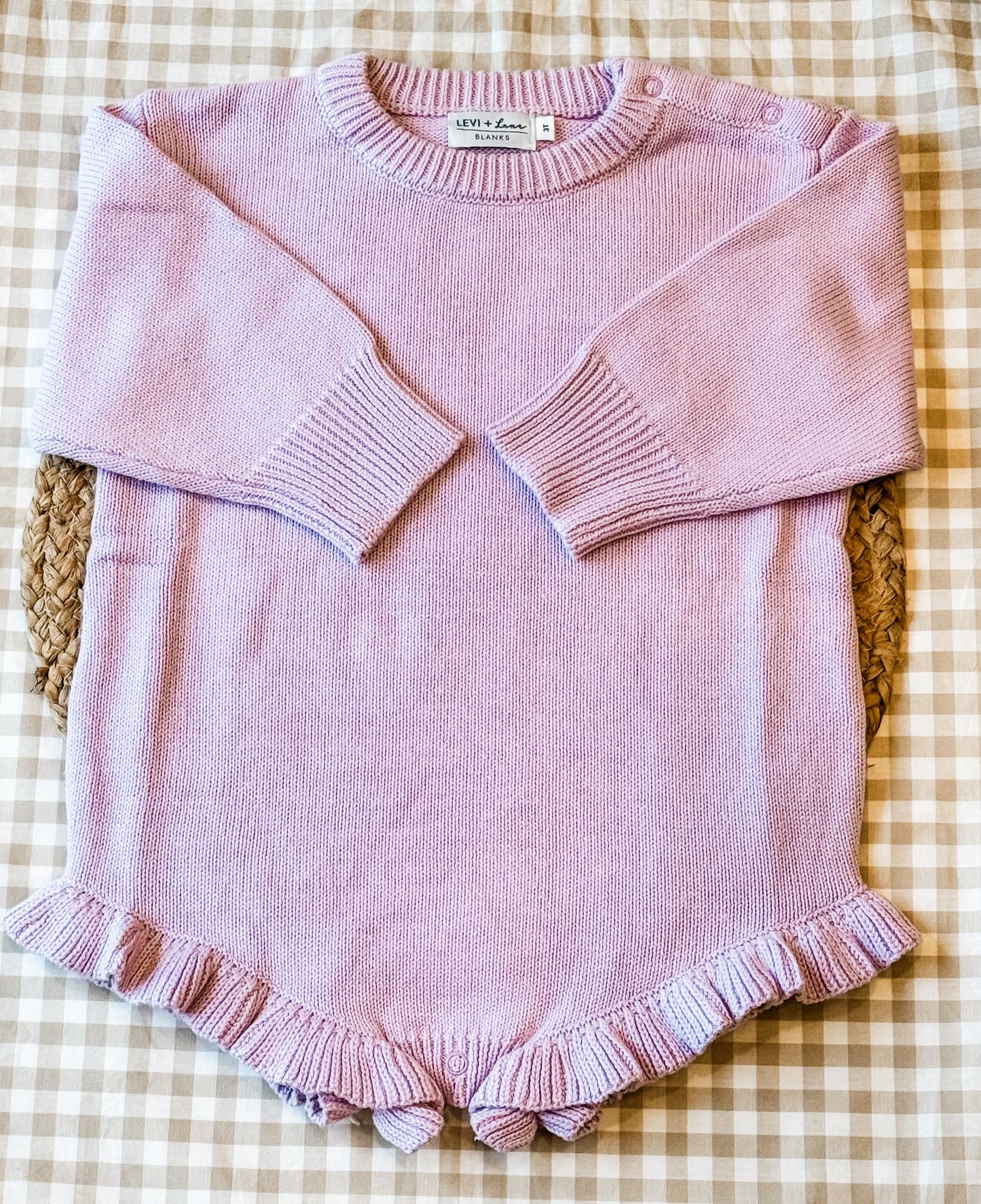 Knit Ruffle Romper - Embroidery Included