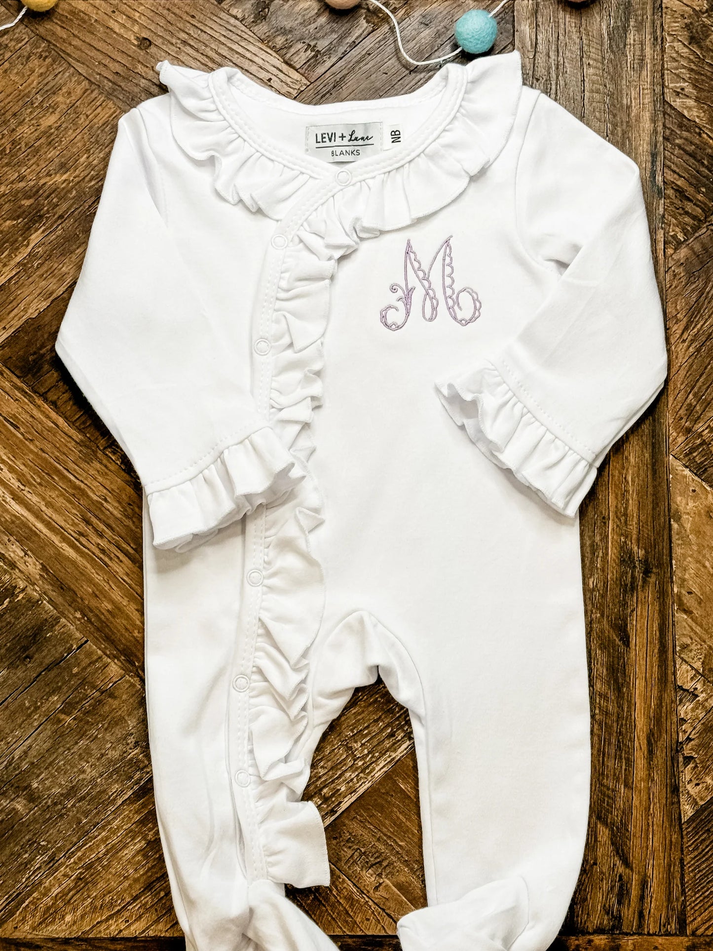 Ruffle Footie Pajama - Embroidery Included
