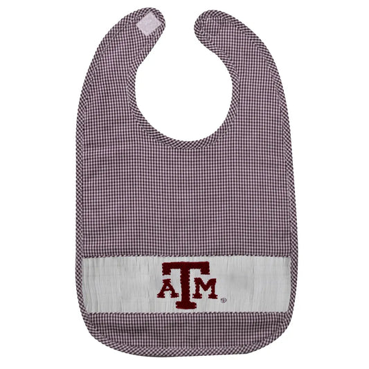 Texas A&M Smocked Gingham Bib