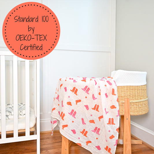 Pink Cowgirl Swaddle Blanket