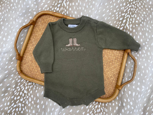 Knit Romper - Embroidery Included