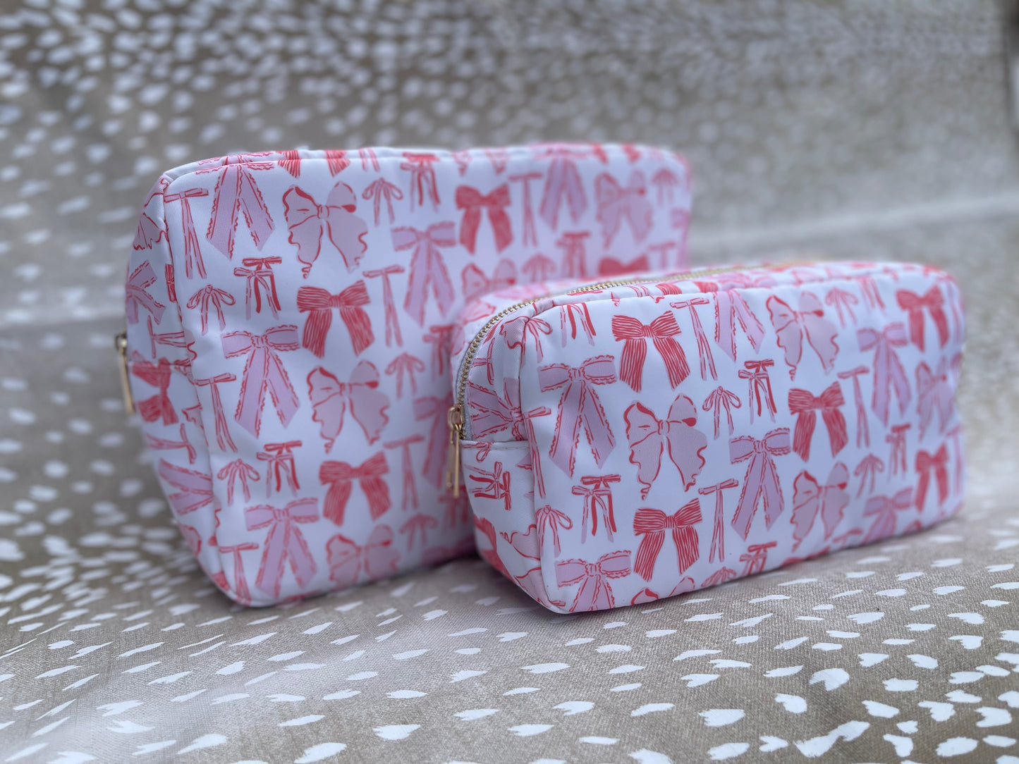 Pink Bow Cosmetic Bag - Embroidery Included