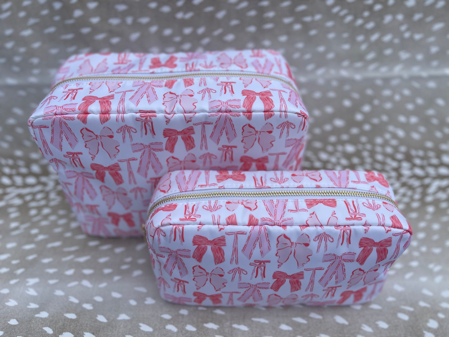 Pink Bow Cosmetic Bag - Embroidery Included