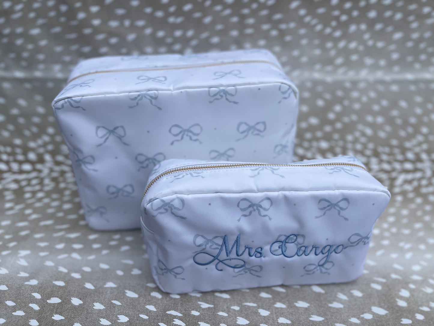 Blue Bow Cosmetic Bag - Embroidery Included
