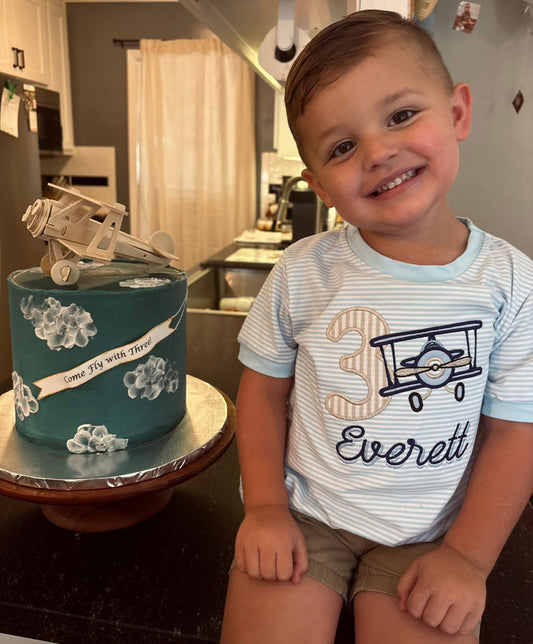 Striped Short Sleeve Shirt - Embroidery Included